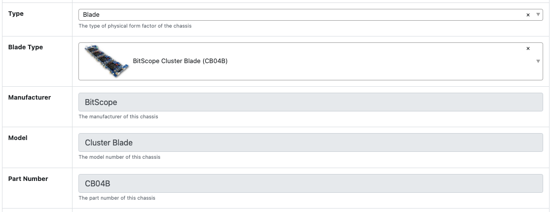 Chassis Types Dropdown